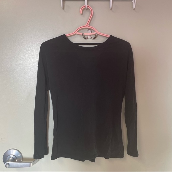 LuLu Lemon Black Workout Open Back Top - Picture 2 of 7